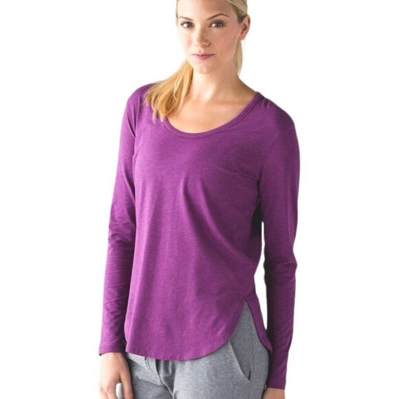 Lululemon Love Scoop Long Sleeve - Heathered Grape - Size 2 - Women's Soft - Picture 1 of 6